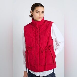 NWT Damson Madder Celeste Gilet Puffer Vest Chili Red Bows Quilted 18 2X Plus